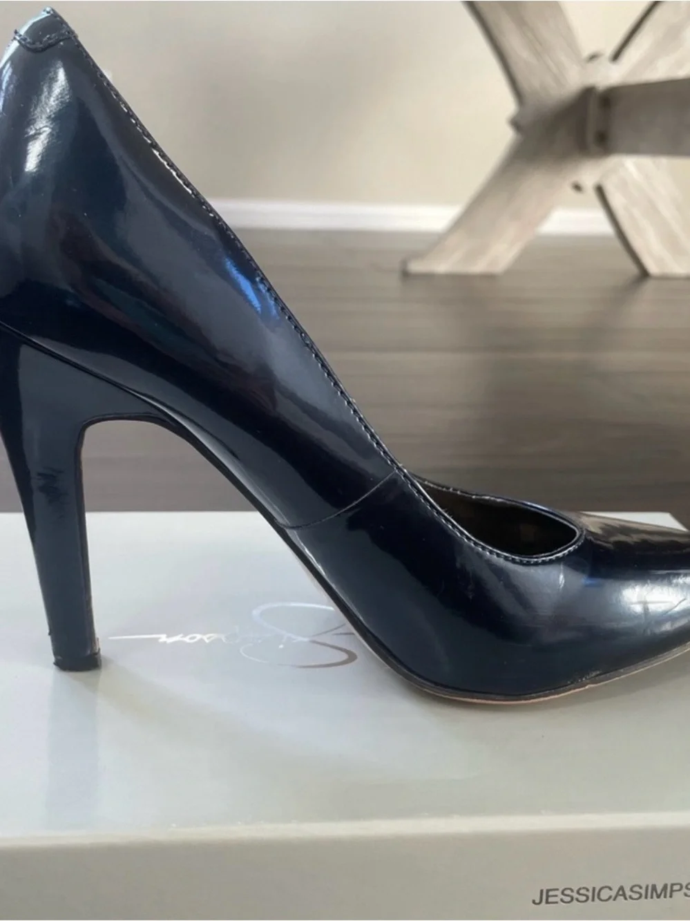 Jessica Simpson Navy Patent Pointed-Toe Stiletto Pumps